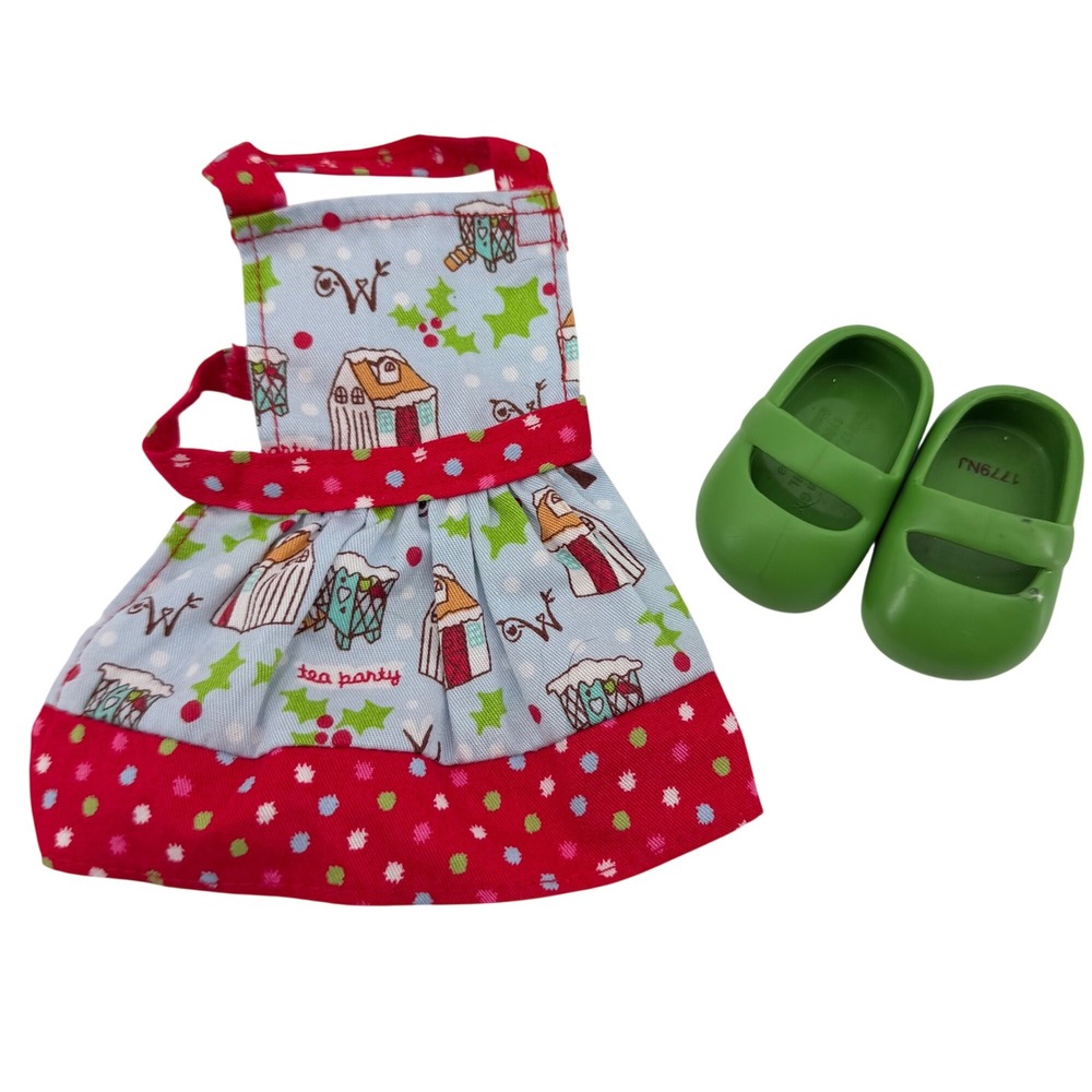 American Girl WellieWishers Willa Doll Outfit Red Green Christmas Holiday Apron